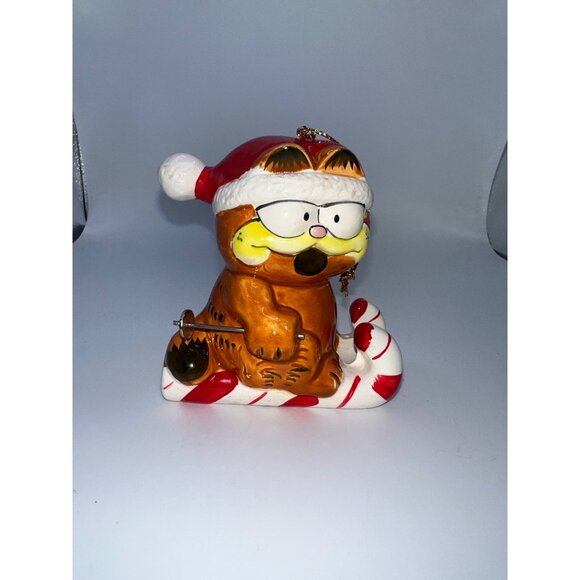 Vintage‎ 1978 Garfield The Cat Skiing Ceramic Christmas Ornament Xmas Decor Cats - Picture 1 of 7